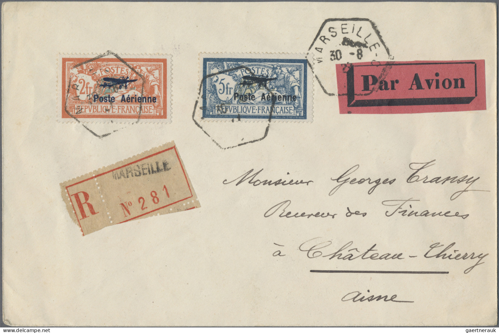 France: 1927, 2 U. 3 Fr. Int.Flug-Ausstellung Marseille Auf Illustr. Dekorativem - Lettres & Documents