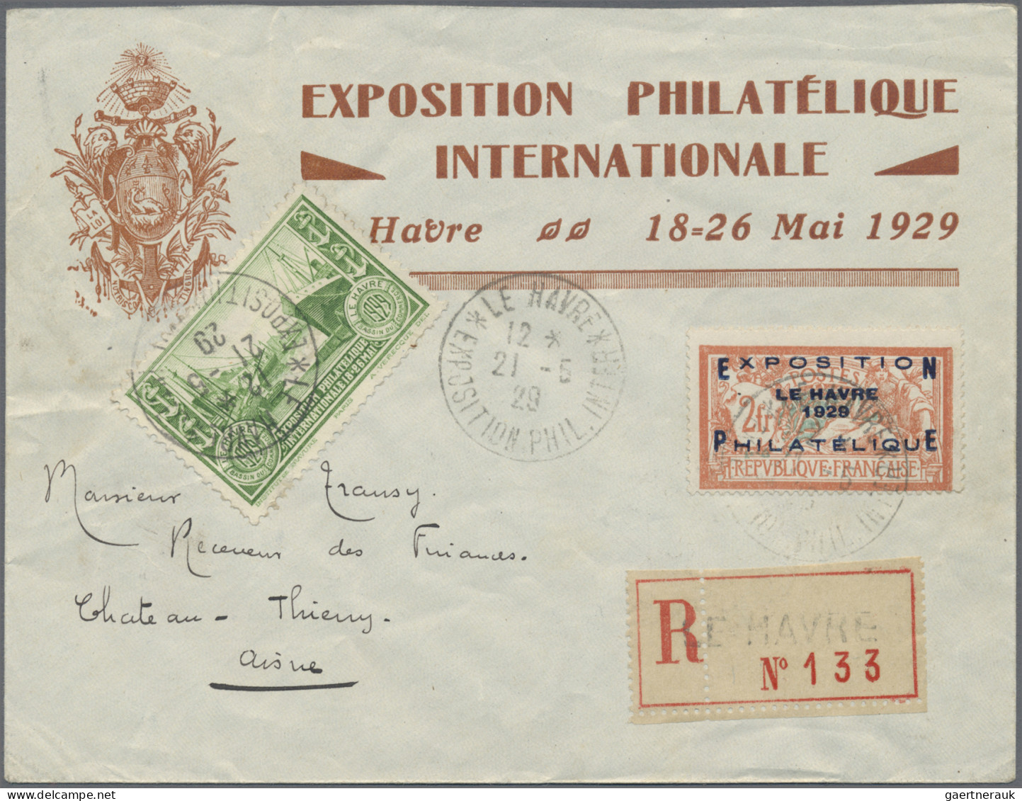 France: 1927, 2 + 5 Fr. Philat.-Ausstellung Le Havre Auf Illustrustriertem Ausst - Lettres & Documents