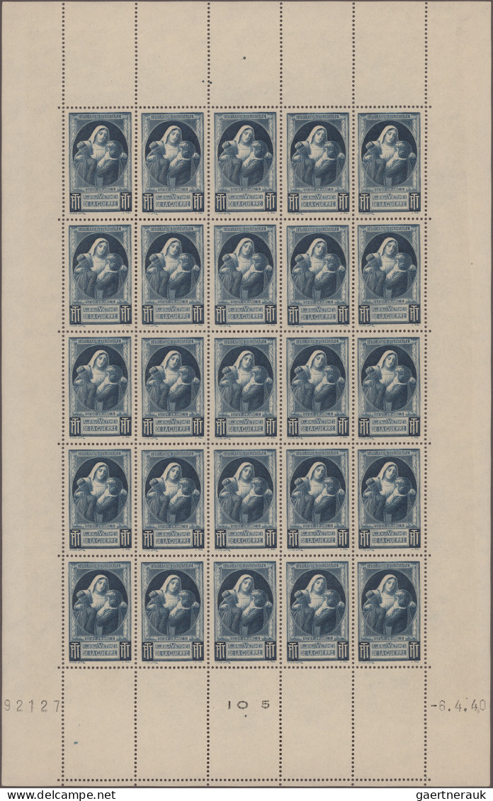 France: 1940, War Relief, Four Charity Vignettes 2fr. Greenish Blue, 5fr. Violet - Unused Stamps