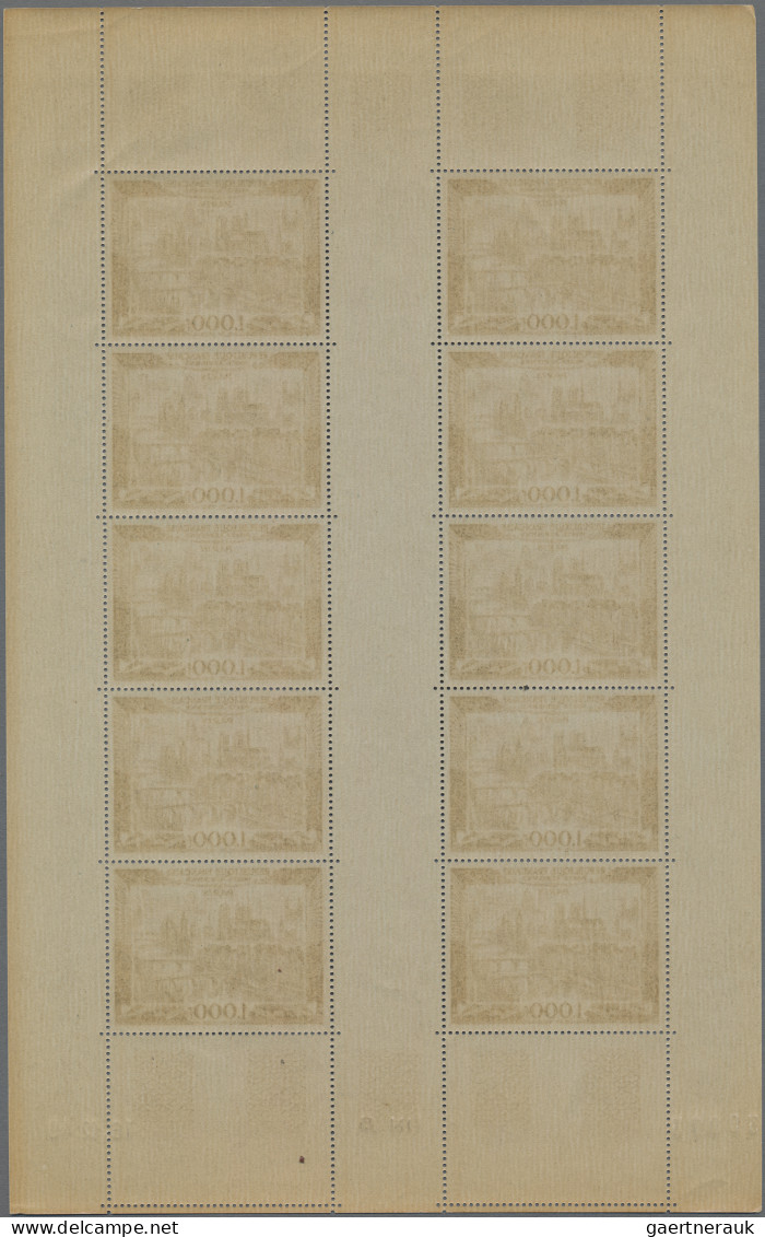 France: 1950, Flugpost 1000 Fr. Grauschwarz Auf Bläulich Im Komplettem Kleinboge - Neufs