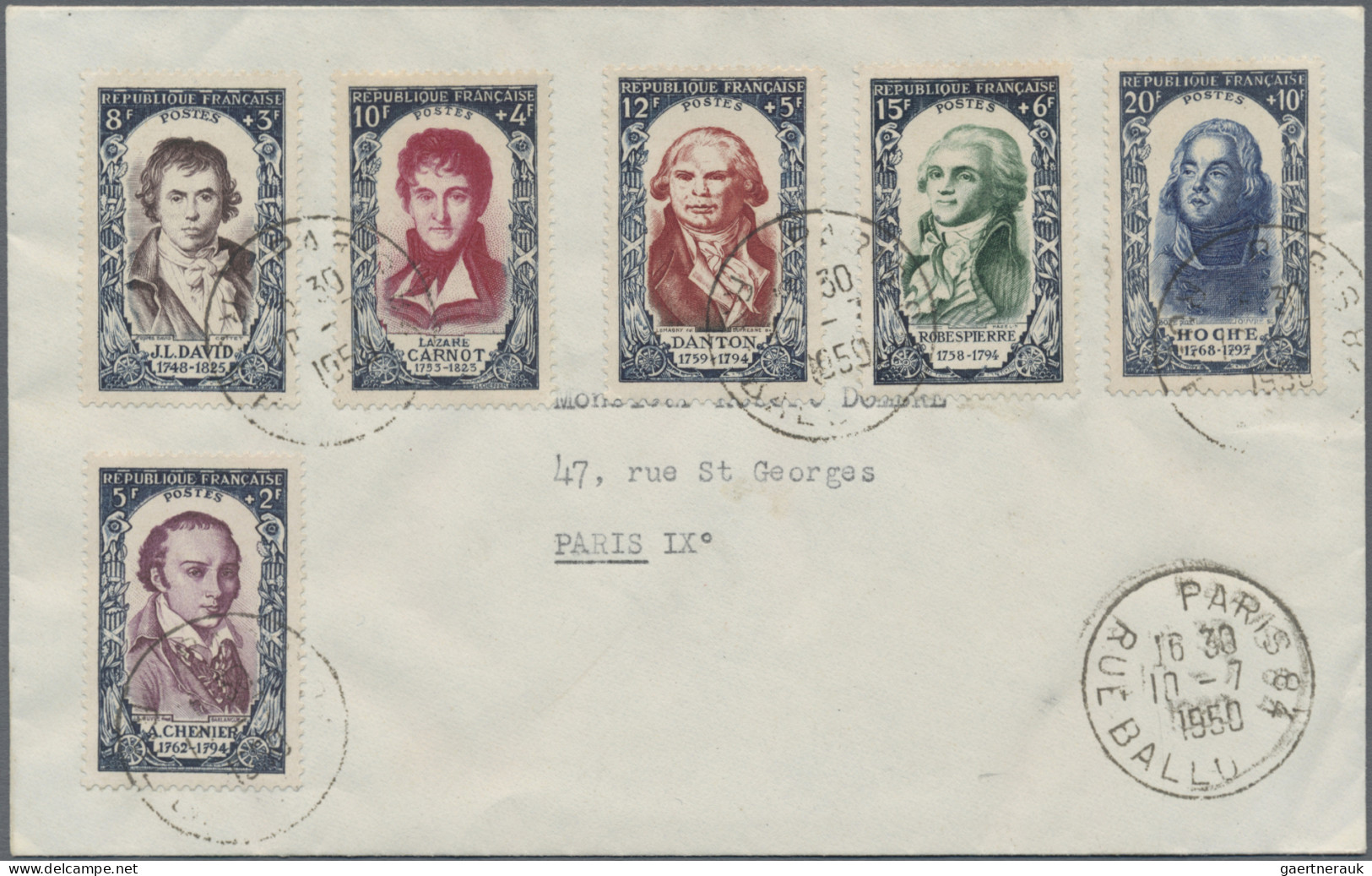 France: 1950 Red Cross Complete Set Of Six On Locally Addressed Paris FDC, All T - Autres & Non Classés