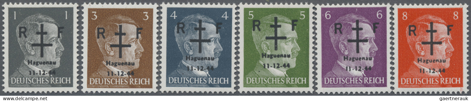 France - Locals: HAGENAU: 1944, "R F / Haguenau / 11-12-44", Overprints On 1pfg. - Other & Unclassified