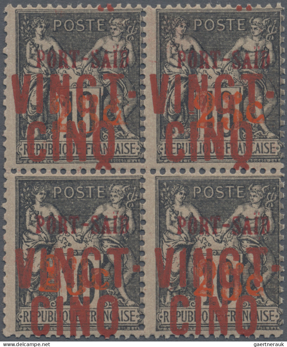 French PO In Egypt: 1899 "VINGT-CINQ" On 25c. On 10c. Black On Lilac, Block Of F - Other & Unclassified