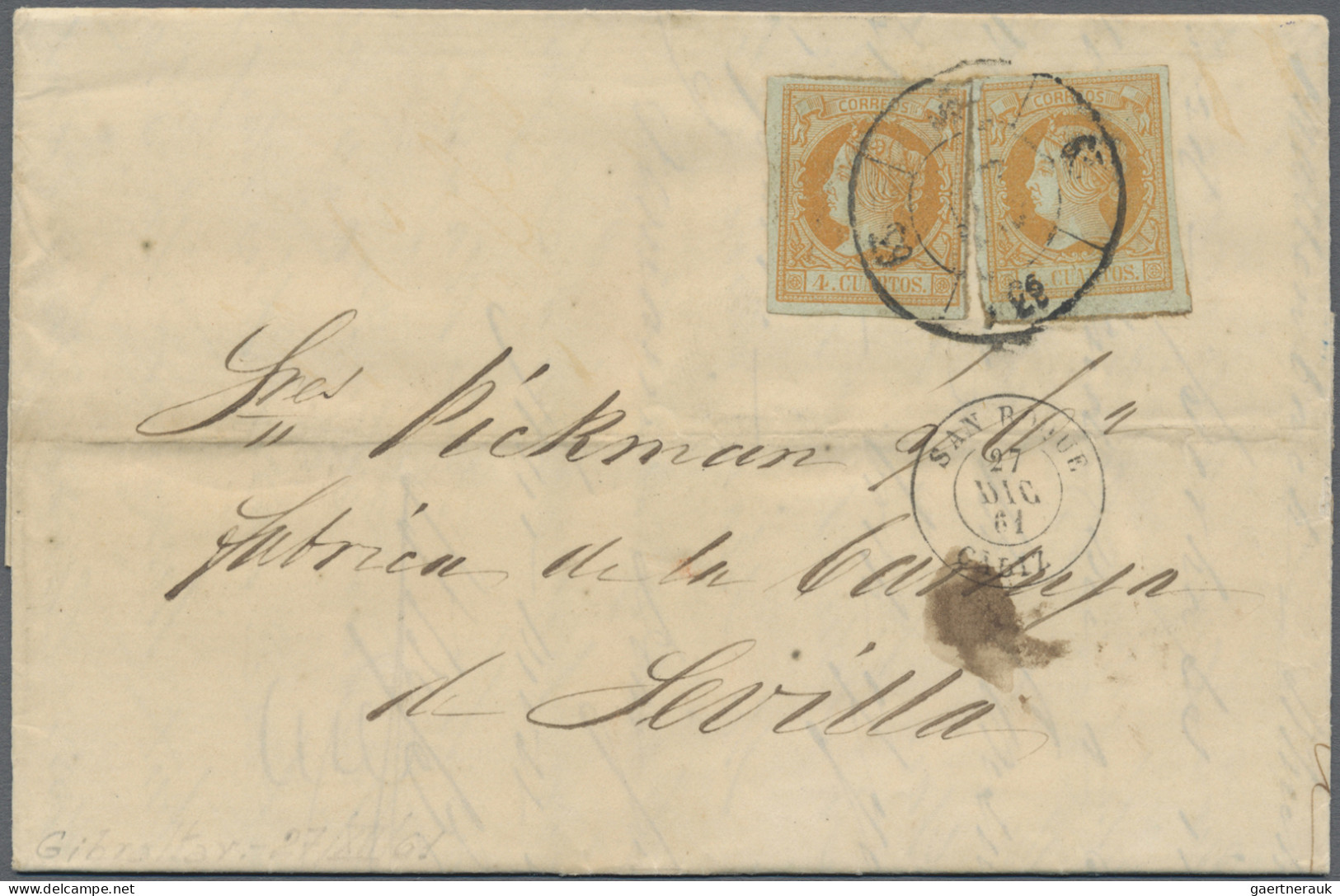 Gibraltar: 1861, 27 May+27 Dec, Two Lettersheets Originating From Gibraltar With - Gibraltar