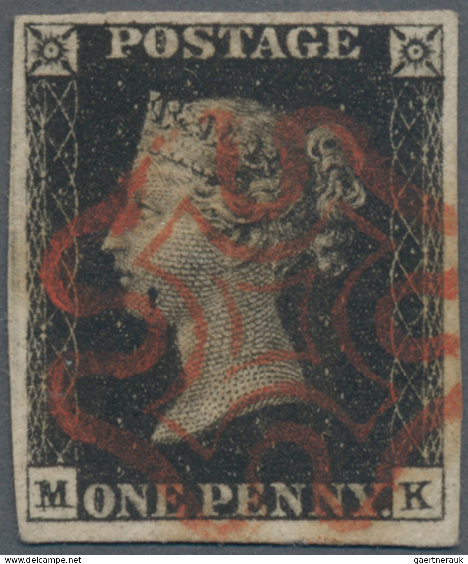 Great Britain: 1840, 1 D Intense Black, Platte 6, Lettered MK, Reentry "double M - Gebraucht