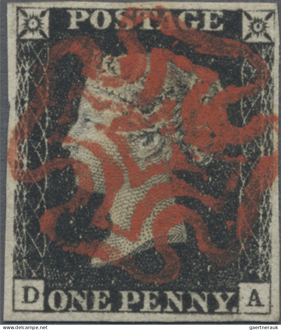 Great Britain: 1840, 1 D Black, Plate 4, Lettered DA, Wide Margins, Cancelled By - Oblitérés