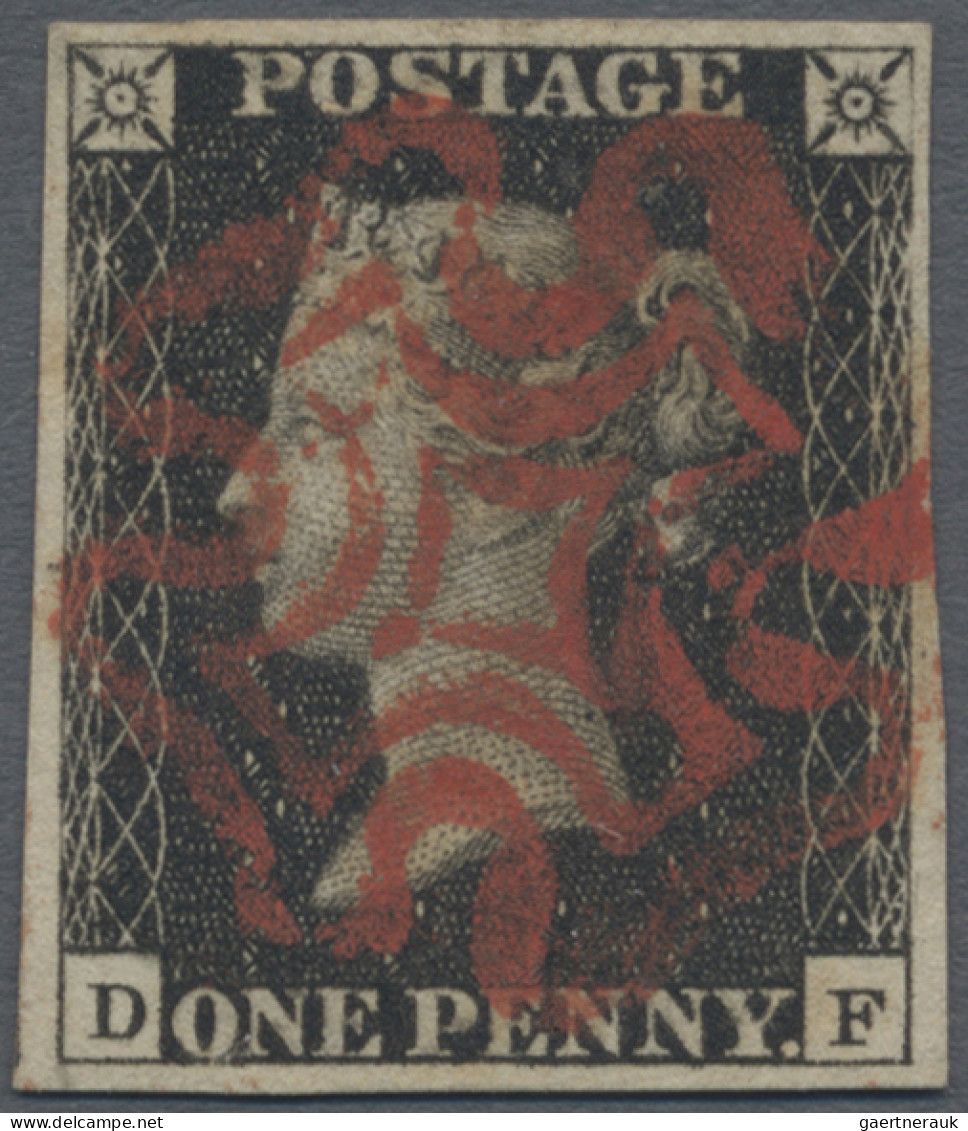 Great Britain: 1840, 1 D Black, Plate 8, Lettered DF, Wide Margins, Cancelled By - Gebraucht