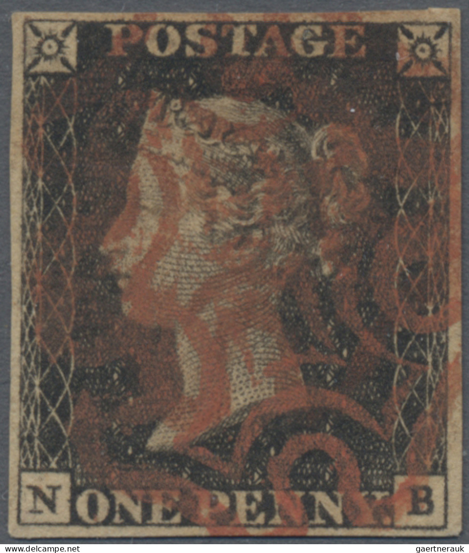 Great Britain: 1840, 1d. Black, Lettered "N-B", Fresh Colour And Full Margins, O - Oblitérés