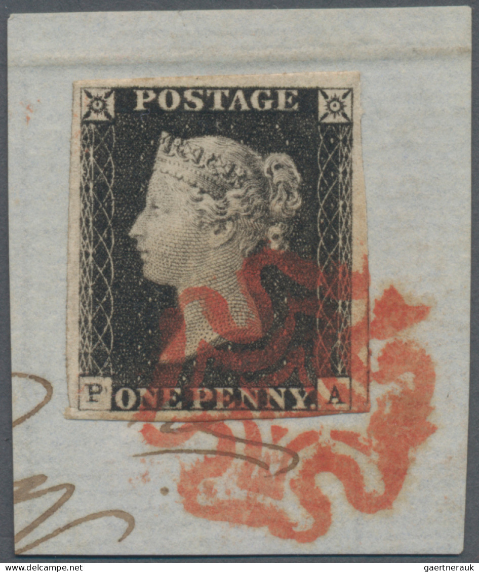 Great Britain: 1840, 1 D Black, Wide Margins, Lettered PA, Tied By Red Maltese C - Sonstige & Ohne Zuordnung