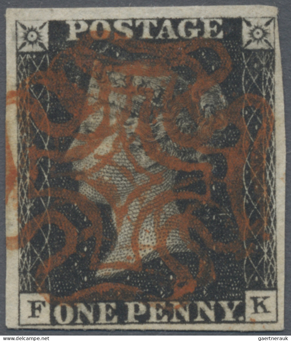 Great Britain: 1840/1841, Matched Pair: 1d. Black And 1d. Red, Both Plate 5 And - Used Stamps