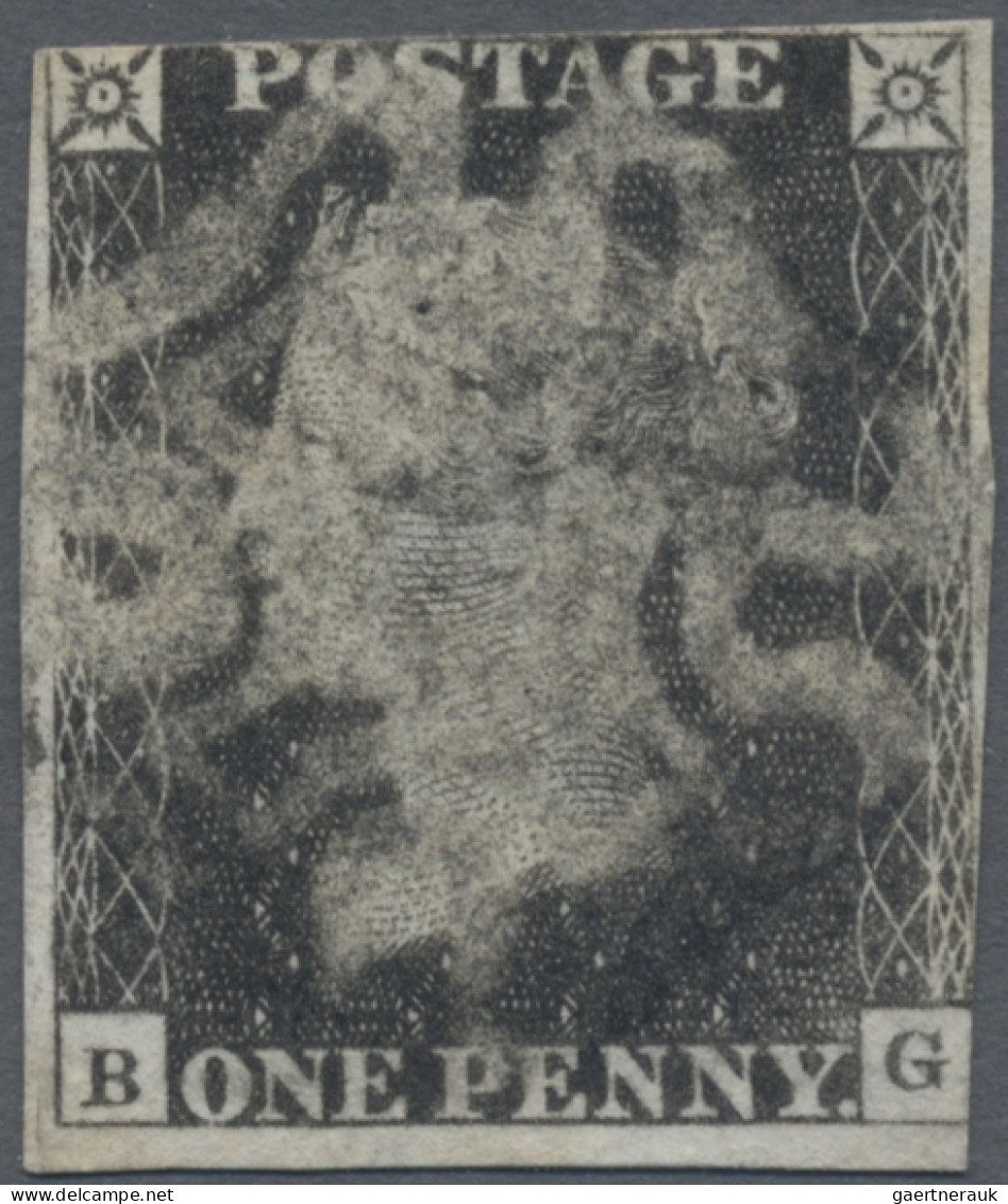 Great Britain: 1840/41 1d. Black Lettered B-G From Plate 11, Used With The So-ca - Gebruikt
