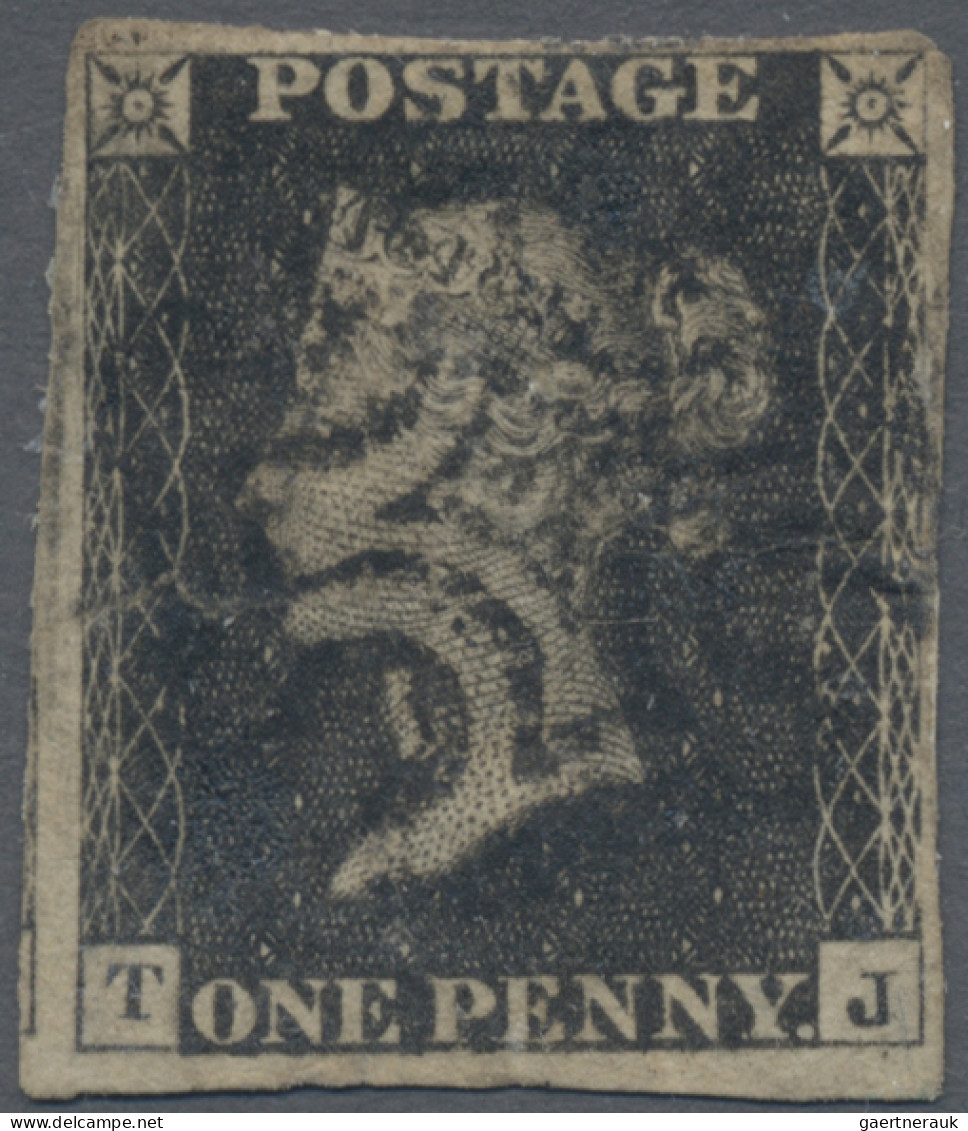 Great Britain: 1840/1841, Matched Pair: 1d. Black (repaired) And 1d. Red, Both P - Used Stamps