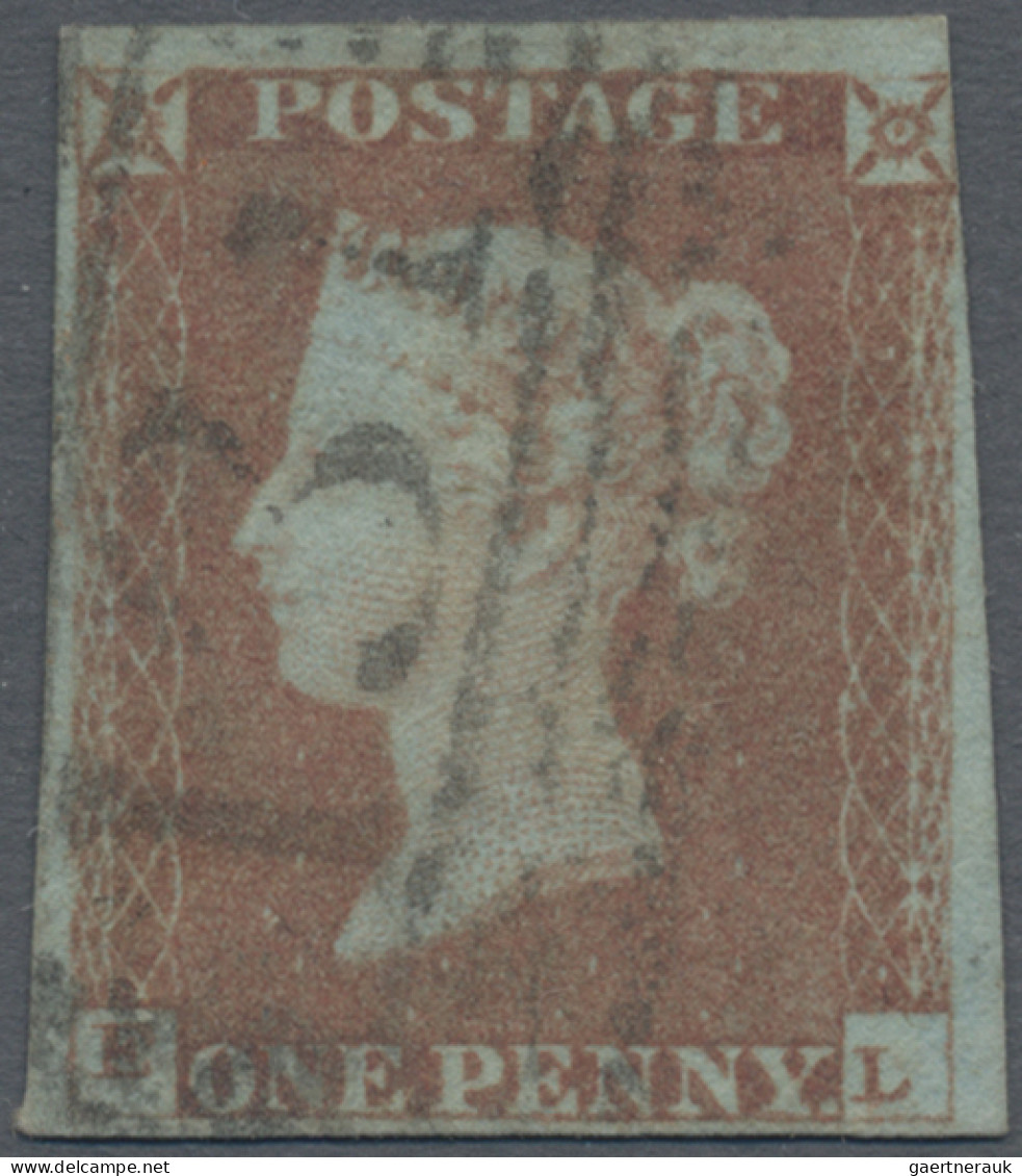 Great Britain: 1840/1841, Inverted Watermark, four used stamps: 1d. black, plate