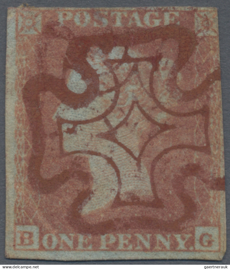 Great Britain: 1841, 1d. Red, Lettered "B-G", Touched To Full Margins, Corner Cr - Gebraucht