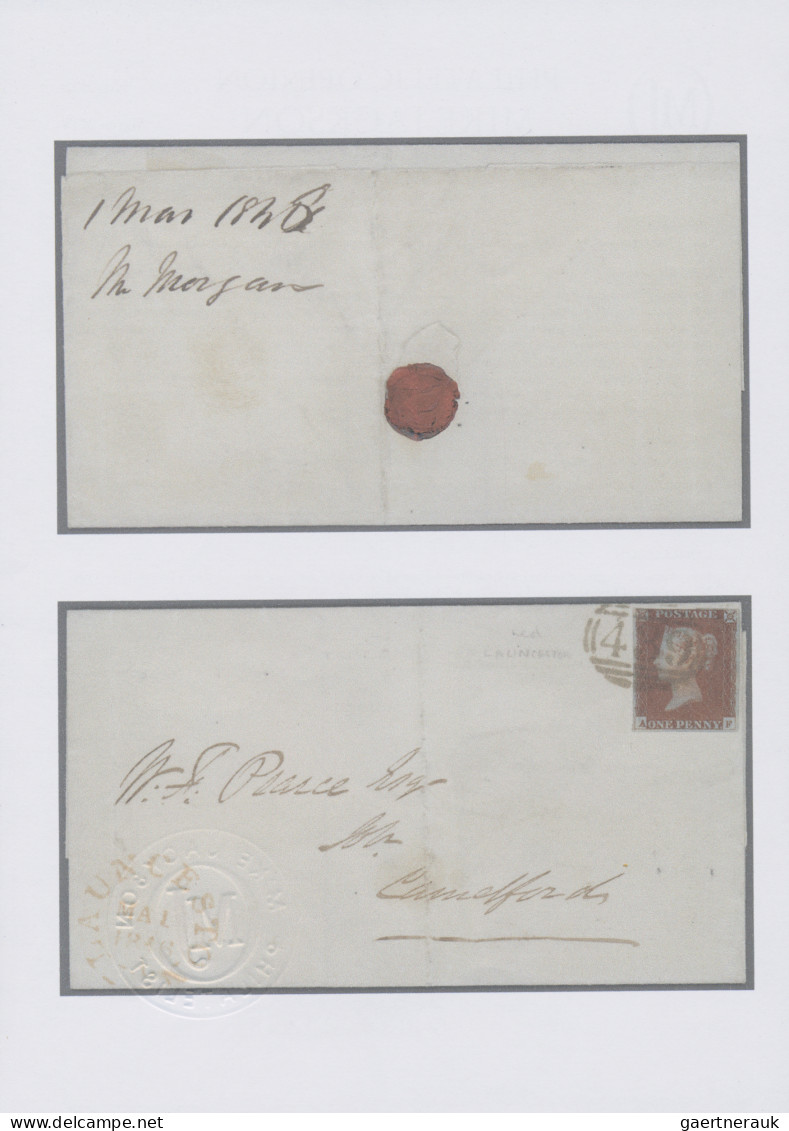 Great Britain: 1846, 1d. Red, Plate 64, Lettered "A-F", Fresh Colour, Cut Into A - Lettres & Documents