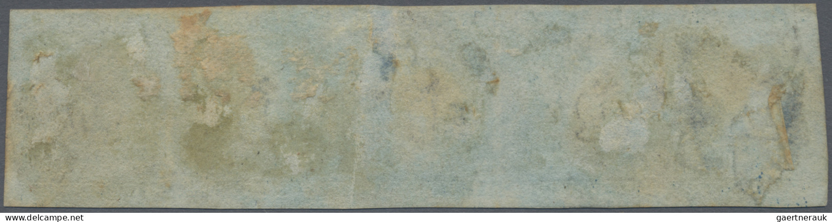 Great Britain: 1841, 2d. Blue "white Line", Plate 3, Horizontal Strip Of Five, L - Gebraucht