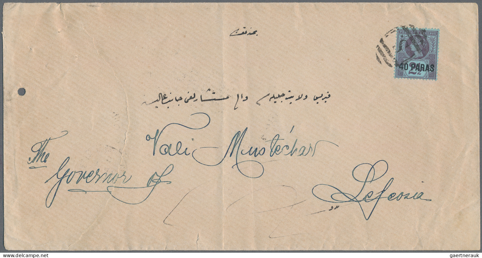 British Post In Turkey: 1890 Official Mail Envelope Addressed To The 'Governor O - Andere