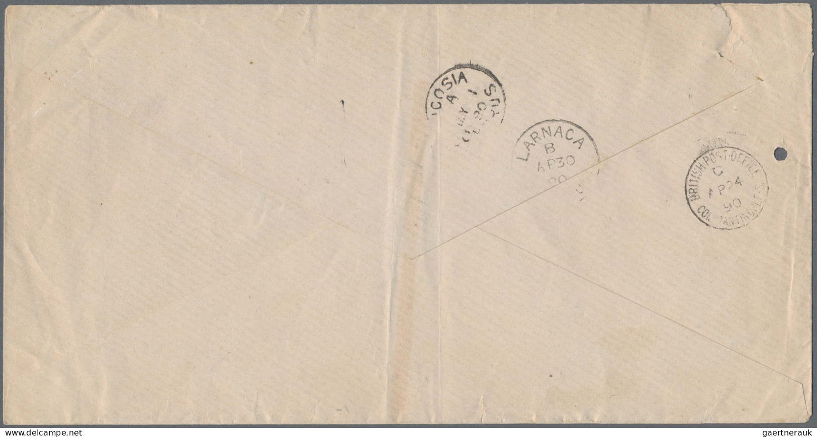 British Post In Turkey: 1890 Official Mail Envelope Addressed To The 'Governor O - Other