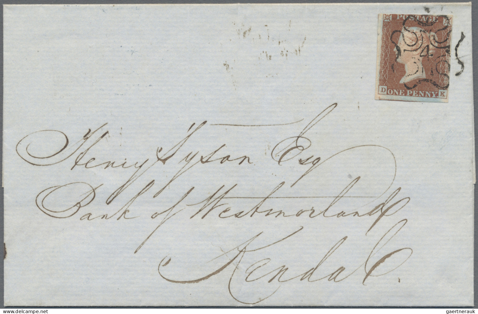 Great Britain - Post Marks: 1843, London, Number "4" MALTESE CROSS: 1d Red-brown - Marcophilie