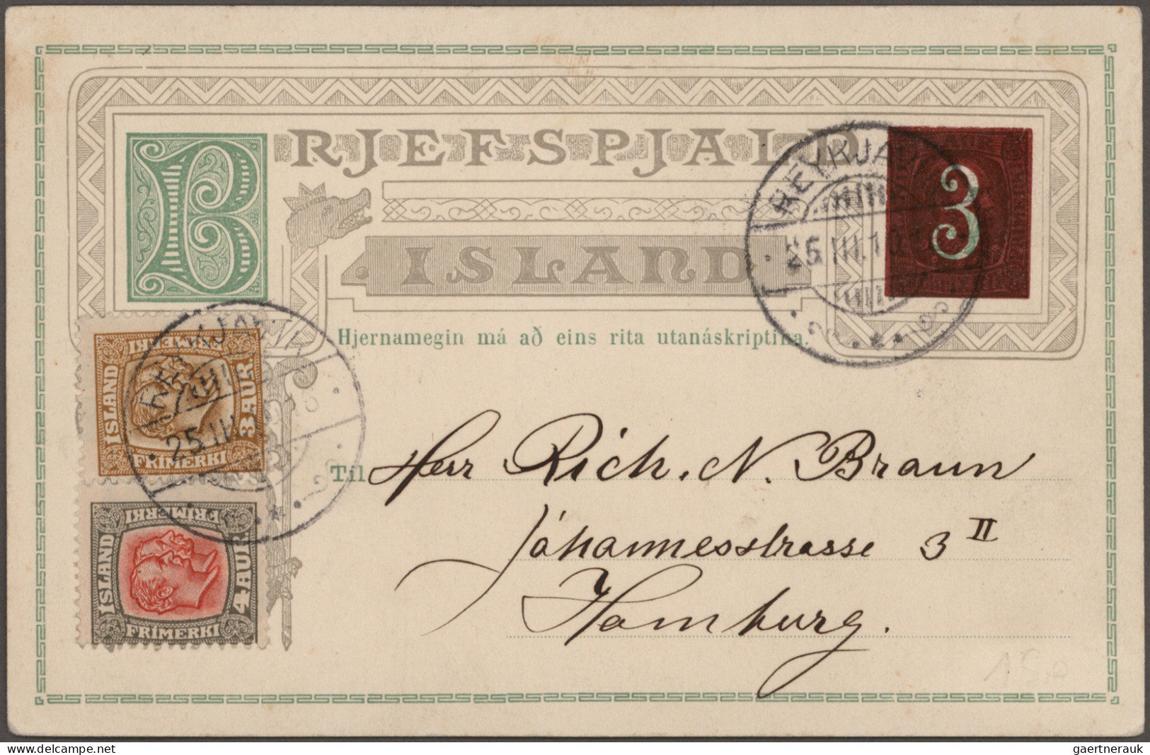 Iceland - Postal Stationery: 1907, Auxiliary Postal Stationery Card Revalued To - Postal Stationery