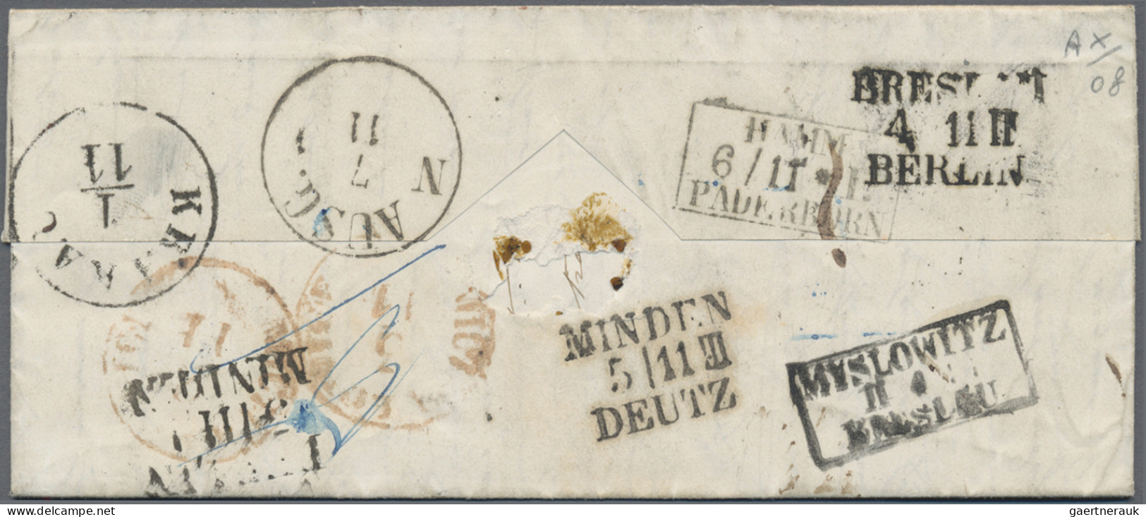 Italy -  Pre Adhesives  / Stampless Covers: 1853 (Rome - Venice - Trieste - Ljub - 1. ...-1850 Vorphilatelie