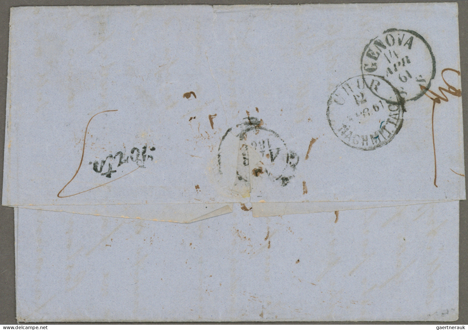 Italy -  Pre Adhesives  / Stampless Covers: 1858/1861, Two Unfranked Folded Lett - 1. ...-1850 Prephilately