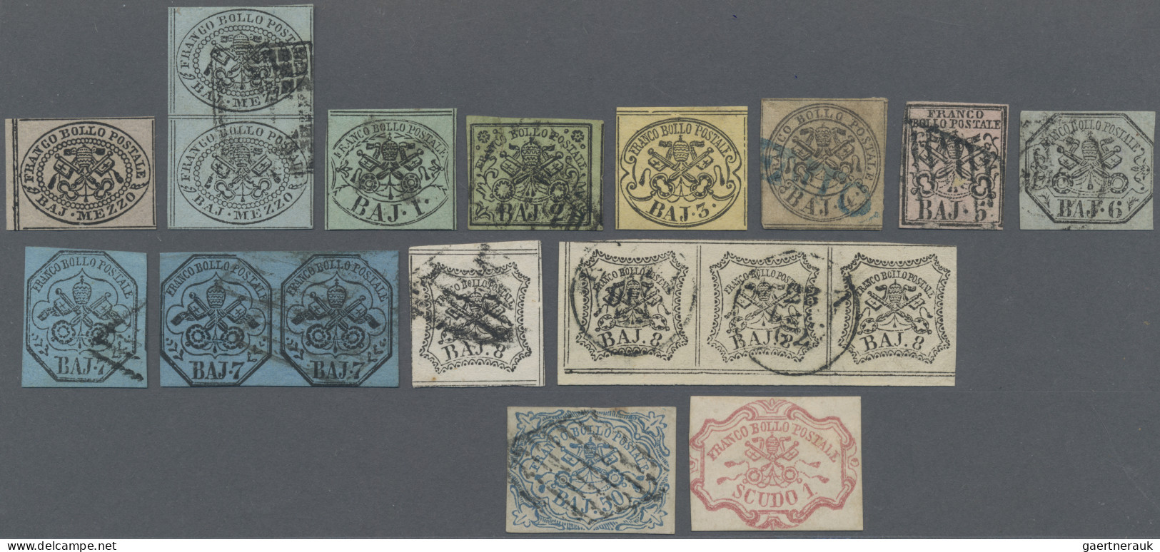 Italian States - Papal State: 1852, 1 B - 1 Sc, 11 Values, Mixed Quality, The 50 - Etats Pontificaux