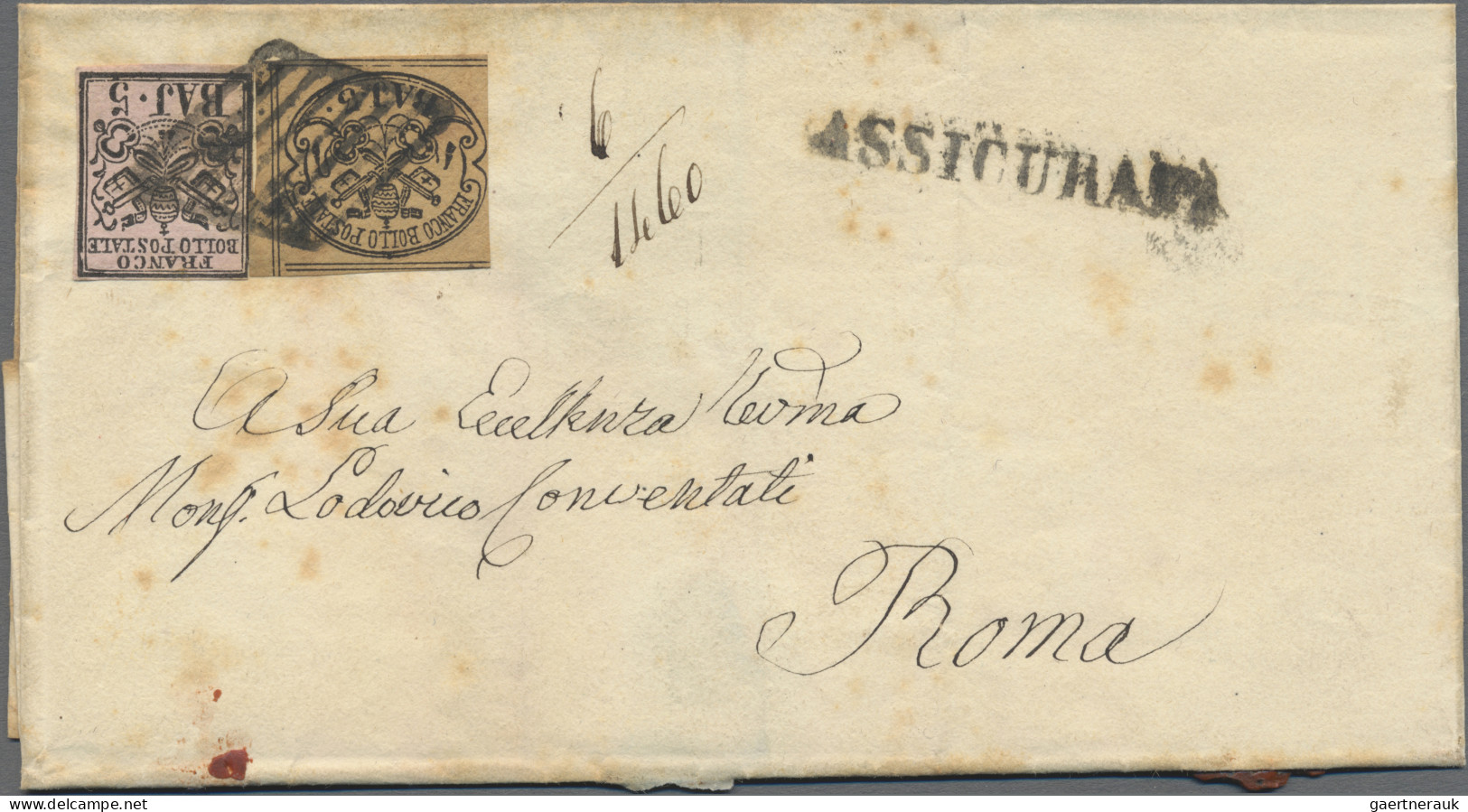 Italian States - Papal State: 1857 Insured Folded Cover Used Locally To Rome, Fr - Papal States