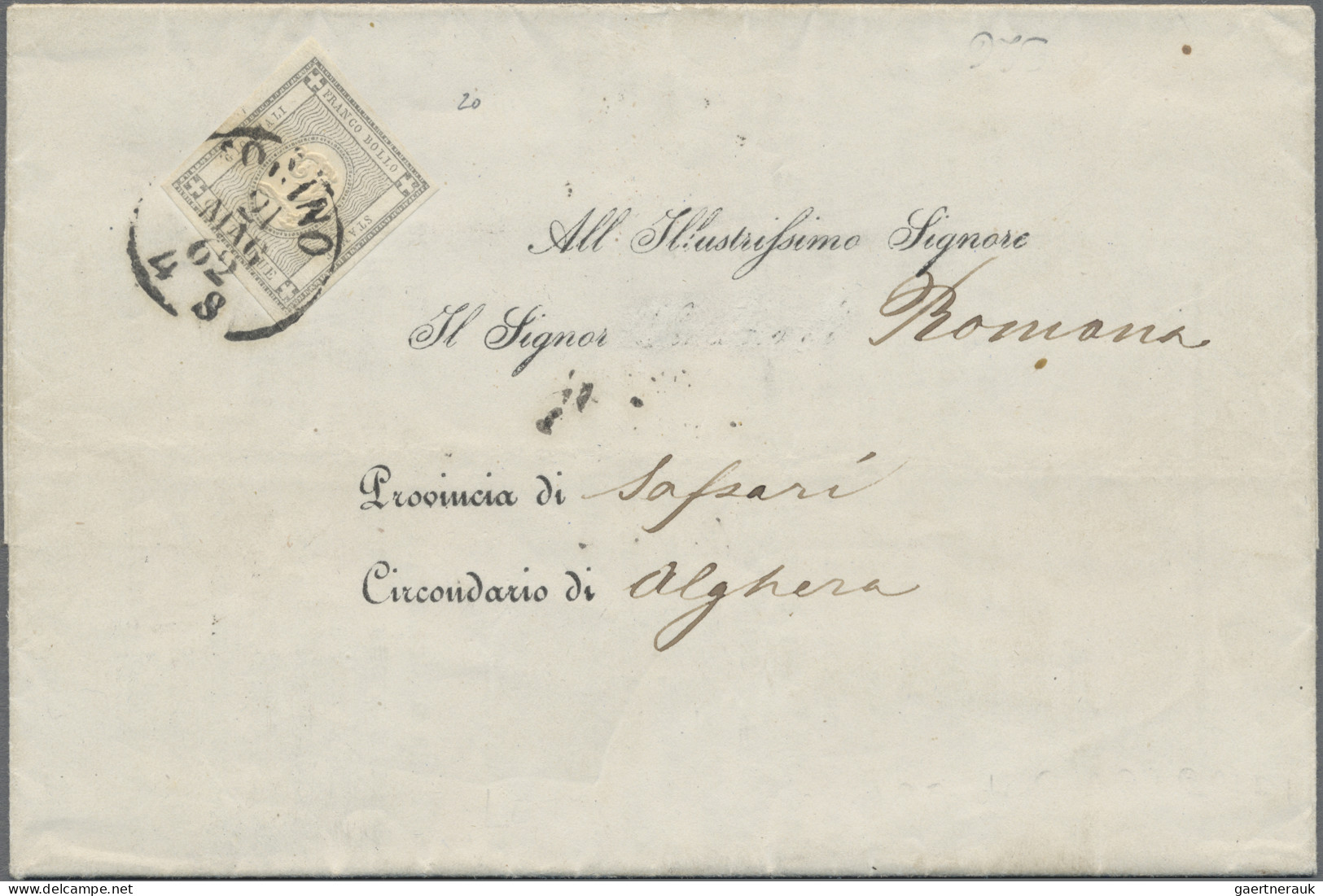 Italian States - Sardinia: 1861, 2 C Grey, On Printed Printed Matter From Turin - Sardinia
