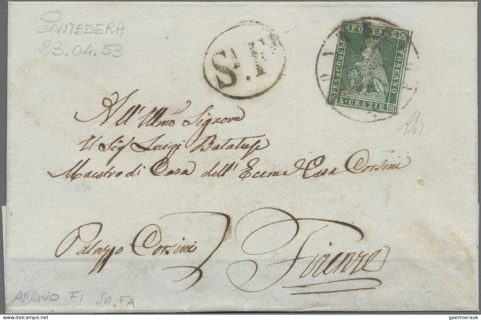 Italian States - Tuskany: 1851, 4 Cr Green, Good Margins At Three Sides, Slighty - Toskana