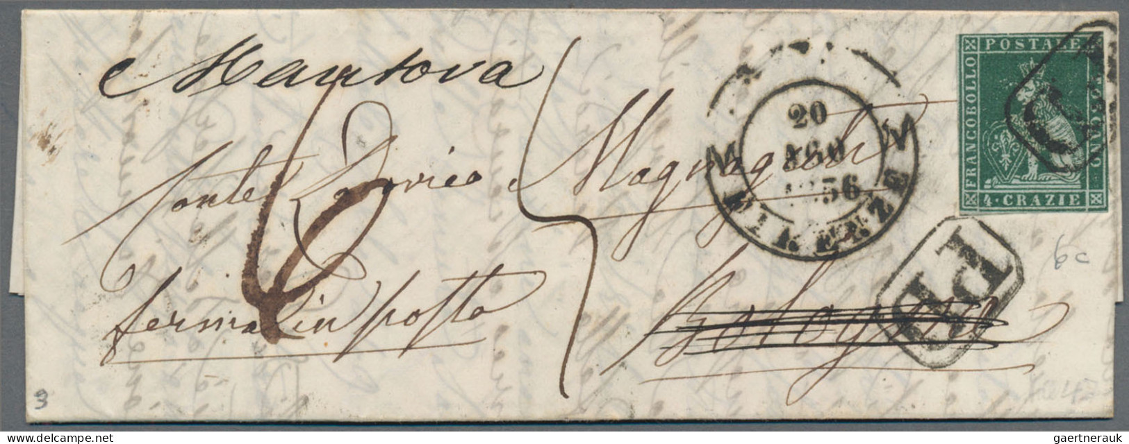 Italian States - Tuskany: 1853, 4 Cr. (1856 Florence - Bologna - Mantova) Prepai - Tuscany