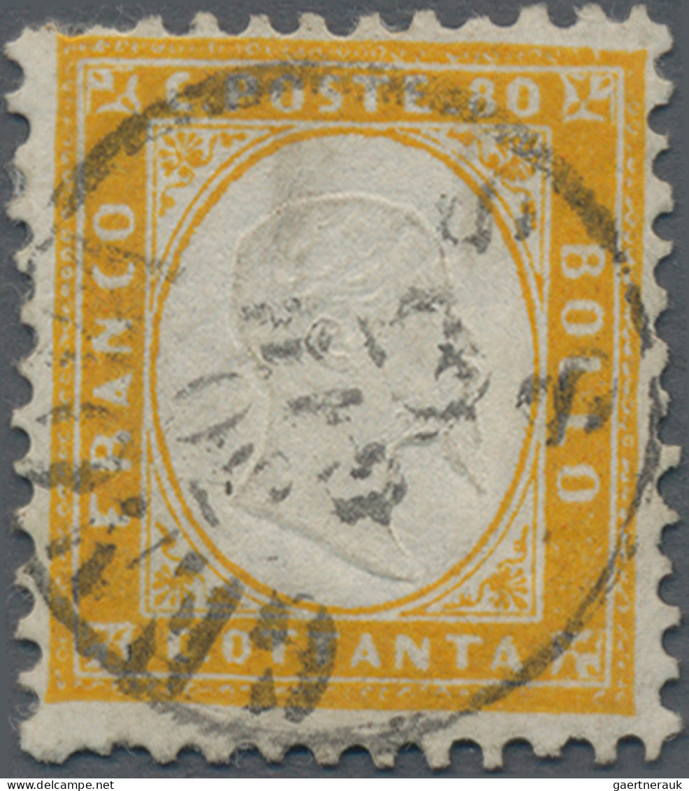 Italy: 1862, Emanuel II, 80 C. Gelb, Farbfrisch, Meist Gut Gezähnt, Zentrischer - Used