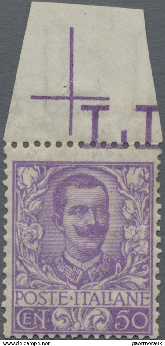 Italy: 1901, 50 C Mauve, Mnh With Upper Sheet Margin, Signed And Certificate Vig - Ungebraucht