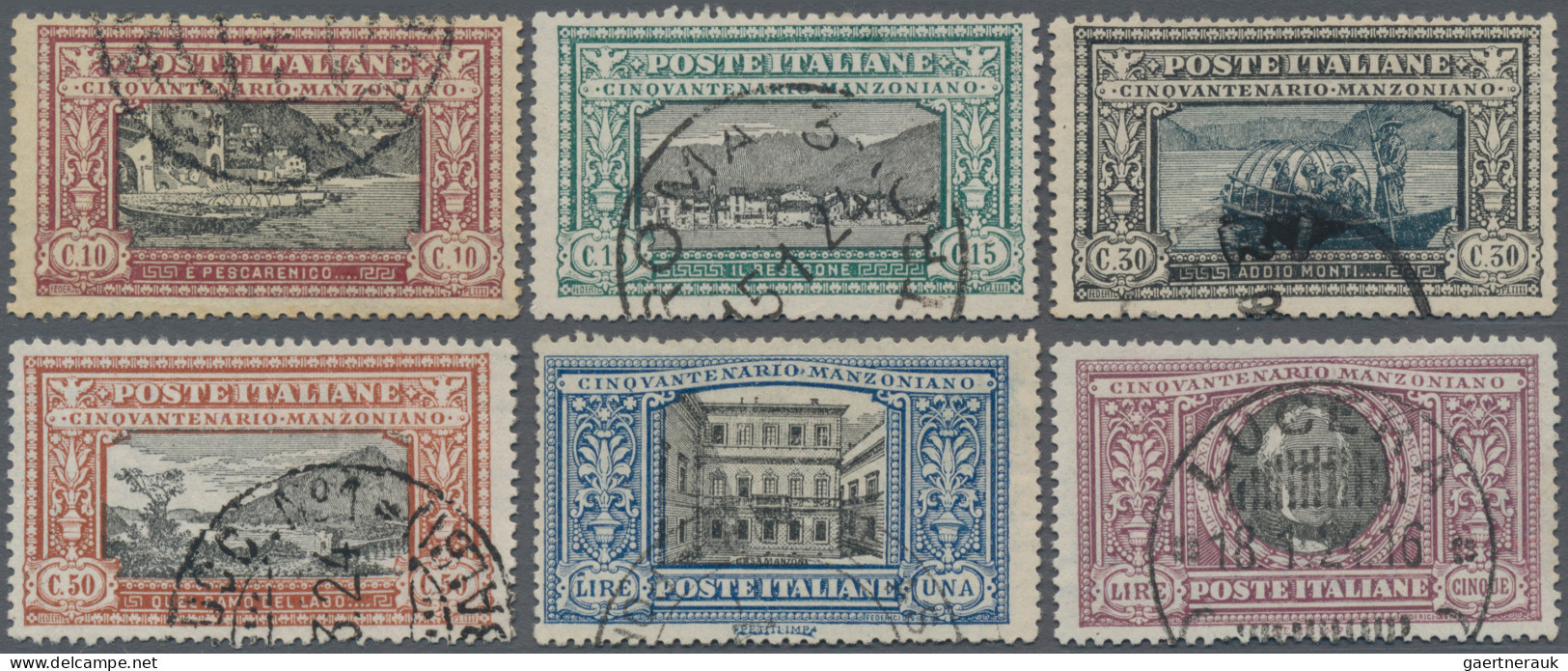 Italy: 1923, Manzoni, Kpl., Gestempelt, Die Kleinen Werte Teils Mit Geringen Zäh - Gebraucht