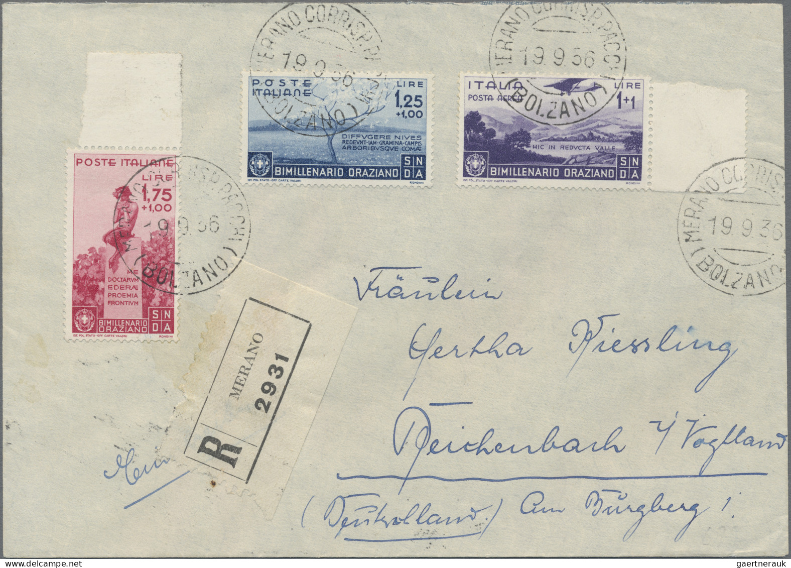 Italy: 1936, 2000th Birthday Of Horace, 1+1 L Airmail, 1.25+1 L And 1.75 + 1 L T - Marcophilie