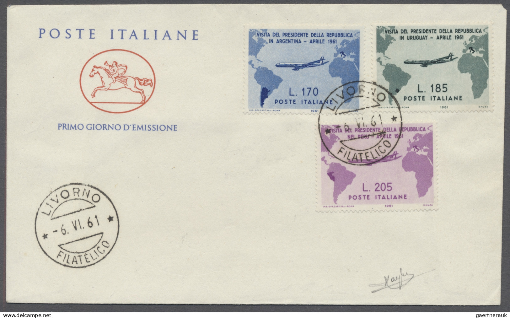 Italy: 1961, Reise Des Italienischen Staatspräsidenten Nach Südamerika, Der Ursp - 1961-70: Marcophilie