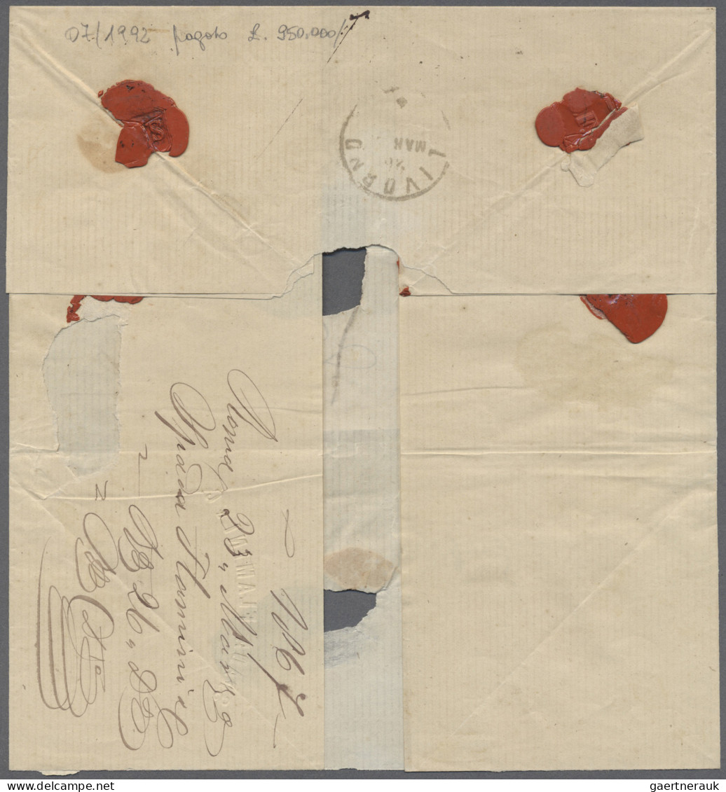 Italy - Postage Dues: 1867, Letter From Rome To Livorno, Franked To The Border W - Postage Due