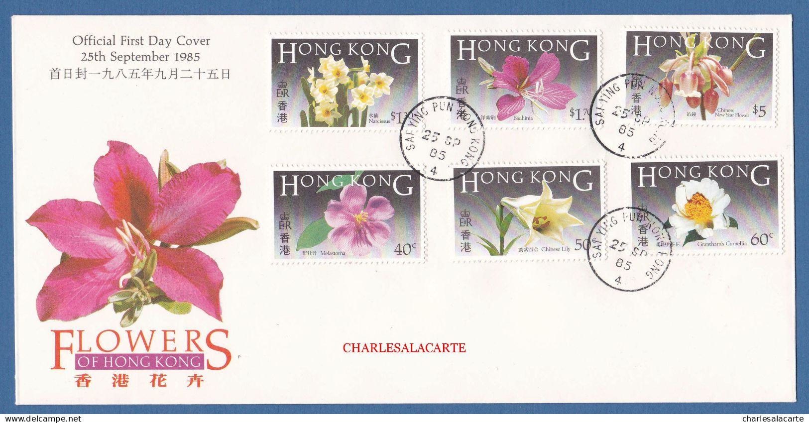 HONG KONG 1985  NATIVE FLOWERS  S.G. 497-502  F.D.C. - Lettres & Documents