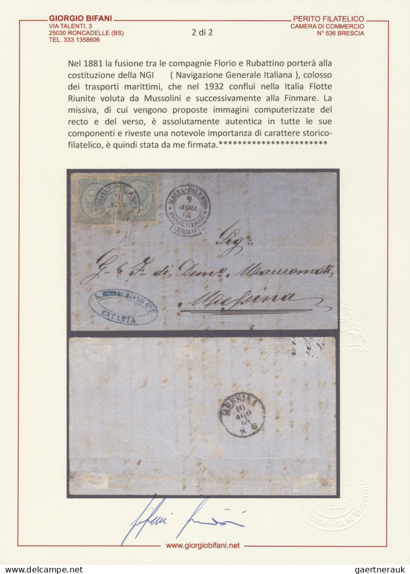 Italy - Post Marks: 1864: Rarer Schiffspoststempel "MALTA - PALERMO - PIROSCAFI - Marcophilia