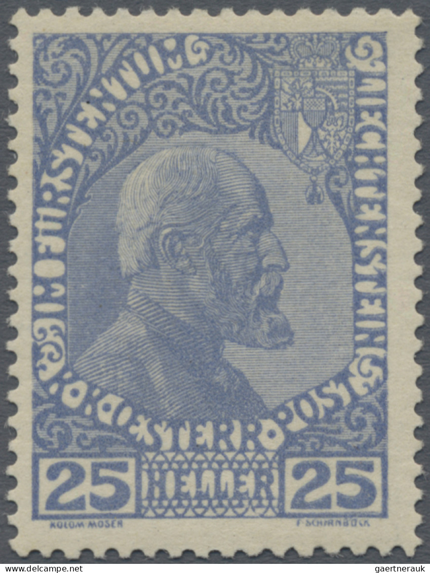 Liechtenstein: 1916, 25 H. Fürst Johann II, Ultramarin, Normales Papier, Postfri - Unused Stamps