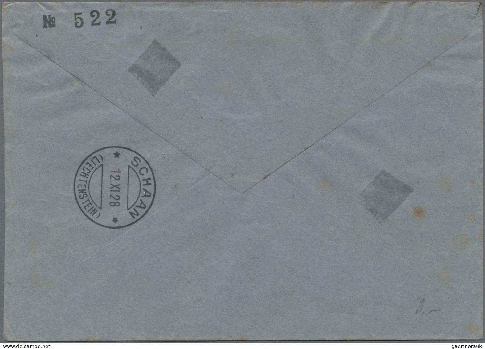 Liechtenstein: 1928, 30 Und 60 Rp. Reg.jubiläum Auf R-Brief Von Triesenberg Nach - Briefe U. Dokumente
