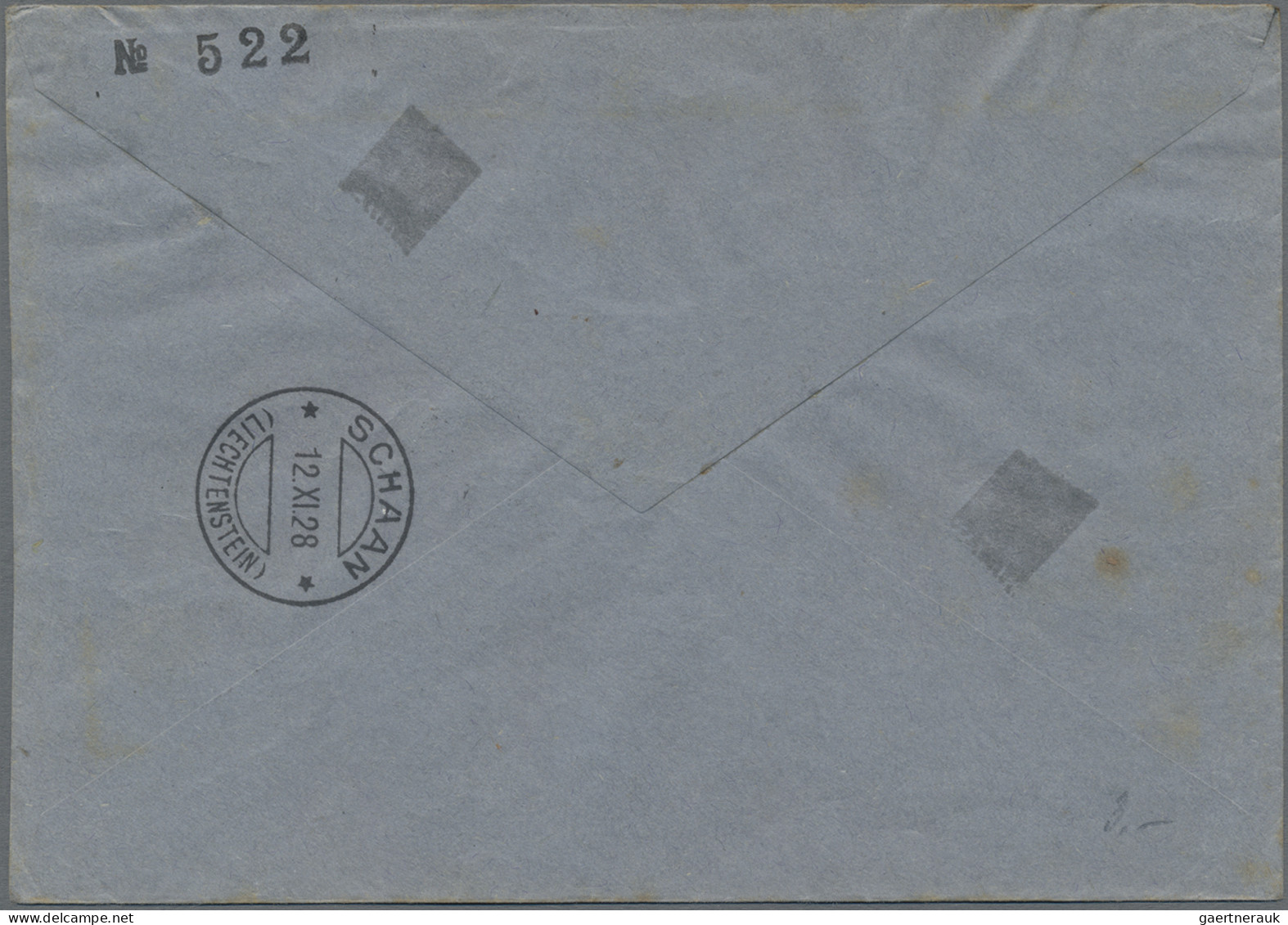 Liechtenstein: 1928, 30 Und 60 Rp. Reg.jubiläum Auf R-Brief Von Triesenberg Nach - Storia Postale