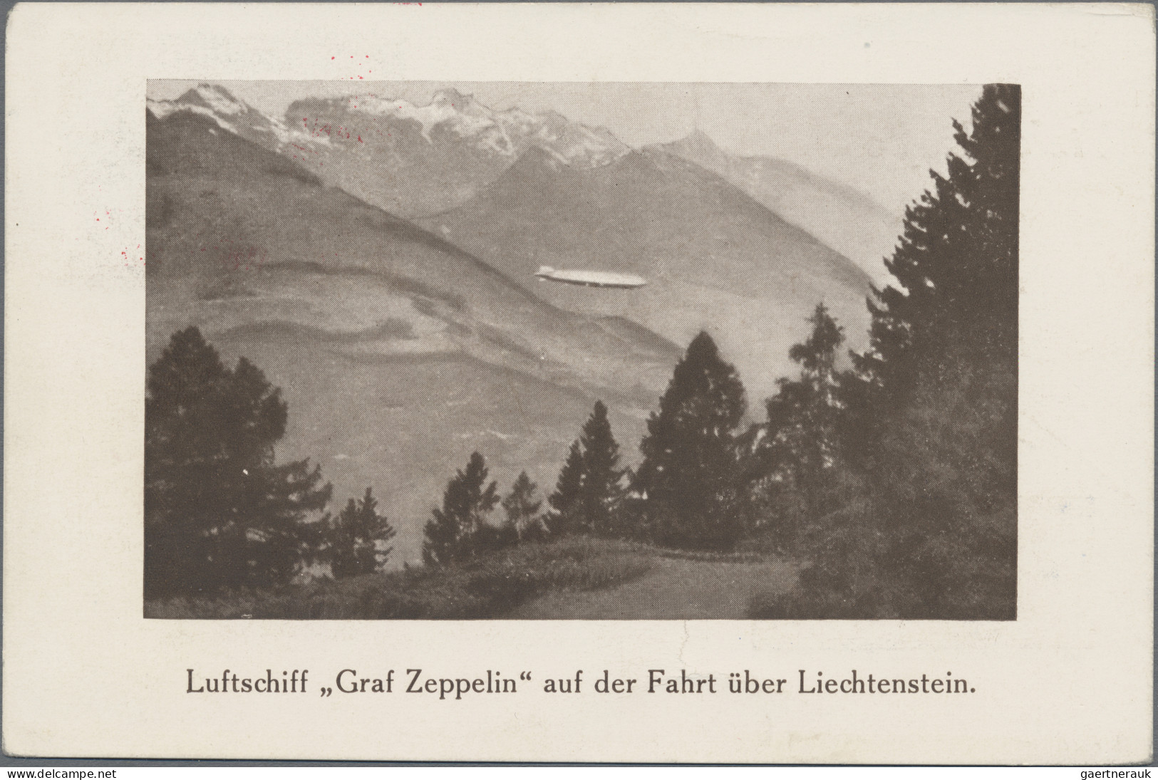 Liechtenstein: 1931, Zeppelinfahrt Vaduz-Lausanne, 1 Fr. Zeppelin Auf AK Mit Ein - Lettres & Documents