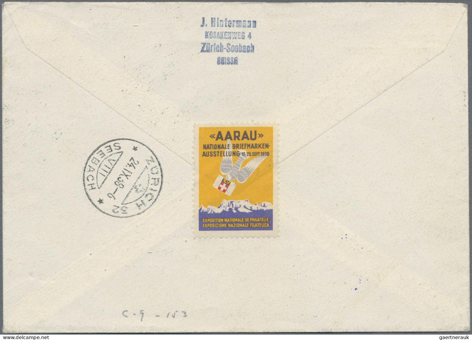 Liechtenstein: 1938, 10 Rp. Flugpost Adler Im Paar, Dabei PF " Retusche über Dem - Lettres & Documents