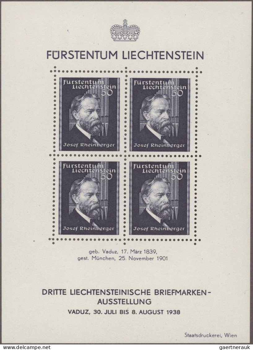 Liechtenstein: 1936/1952, Einige Bessere Marken U. Blocks, Bl.2-5, Mi 304/05 A, - Ungebraucht