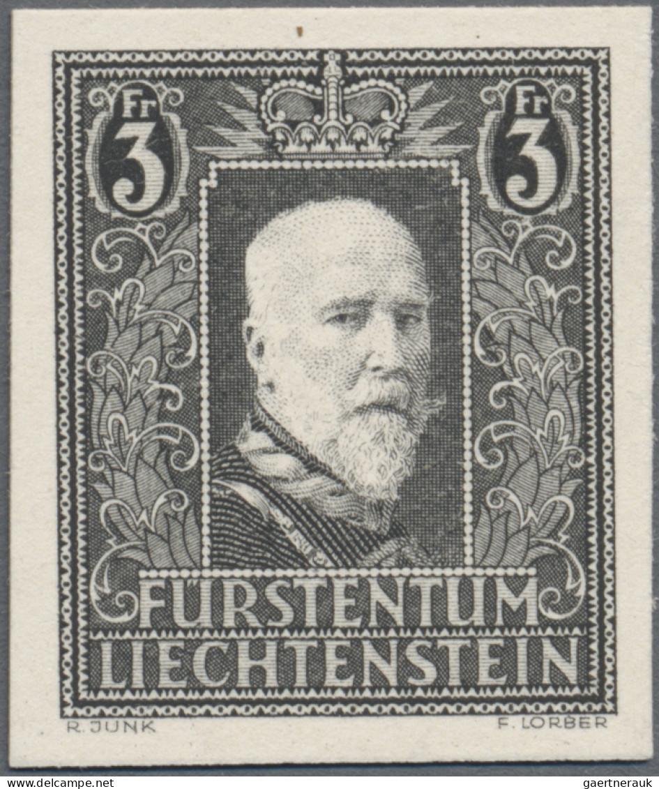 Liechtenstein: 1938, 3 Fr Fürst Franz I, Ungezähnter Probedruck Auf Ungummiertem - Unused Stamps