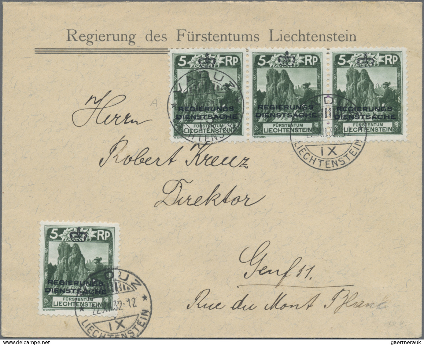 Liechtenstein - Dienstmarken: 1932/1935, Dienstmarken 5 Rp. Gez. A Und Gez. B Je - Oficial