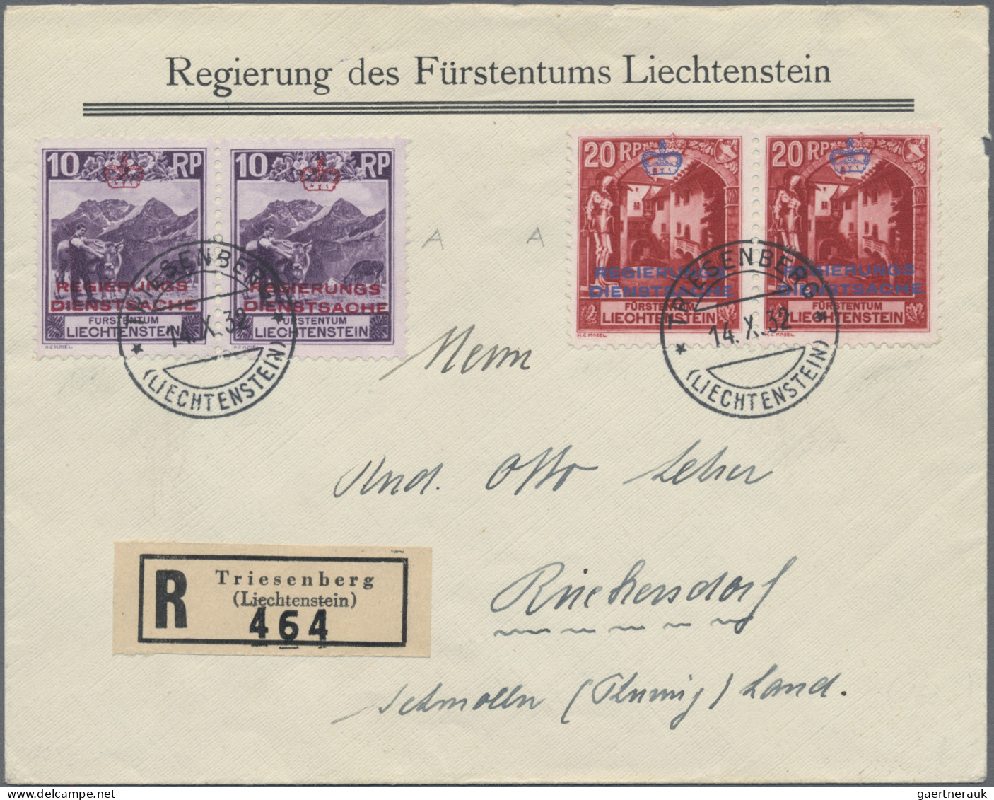 Liechtenstein - Dienstmarken: 1932, Dienstmarken 10 Rp. Gez.A Und 20 Rp. Gez. A - Official