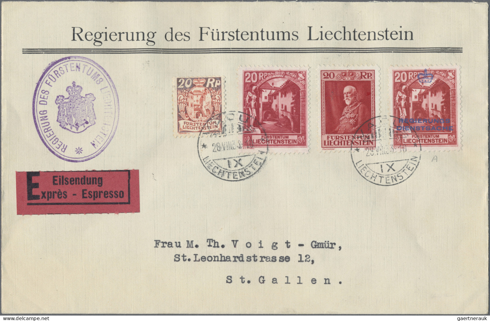 Liechtenstein - Dienstmarken: 1934, Dienstmarken 10, 20 U. 30 Rp. Mit Meist Wert - Dienstmarken