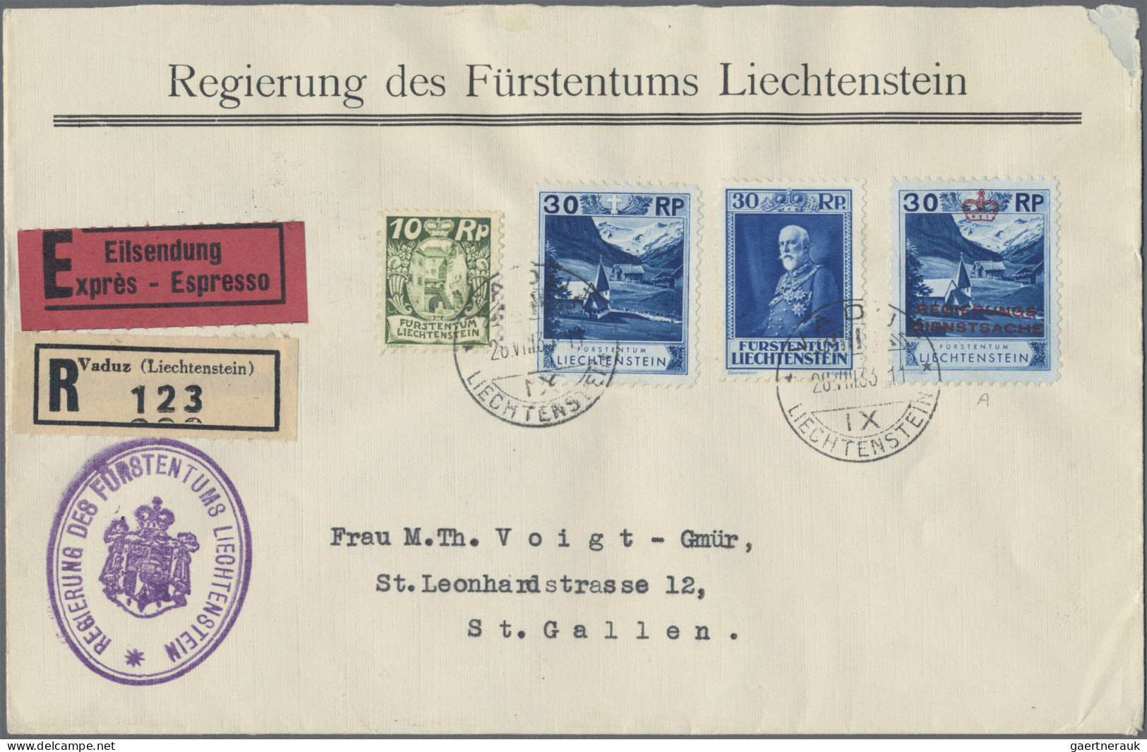 Liechtenstein - Dienstmarken: 1934, Dienstmarken 10, 20 U. 30 Rp. Mit Meist Wert - Service